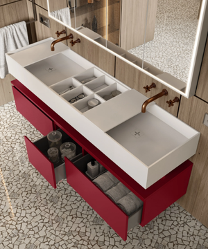 CANASTA - Wall-mounted double Solid Surface washbasin by MOMA Design - view 3